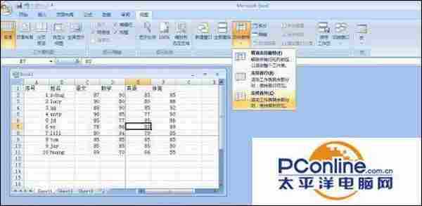 怎么让excel表格首行或首列固定不动